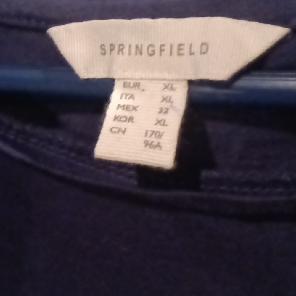 SPRINGFIELD navy Aztec designed sleeveless blouse w cut up hem Size XL